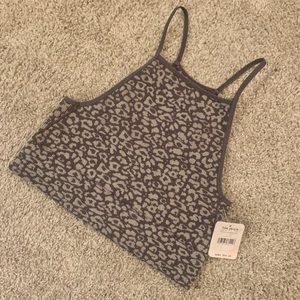 NWT Free People Leopard cropped sports bra - M/L